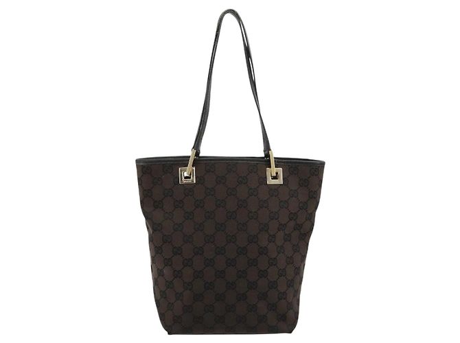 GUCCI GG Canvas Hand Bag Black Gold 002 1099 - vista 3