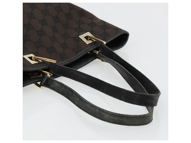 GUCCI GG Canvas Hand Bag Black Gold 002 1099 - vista 7