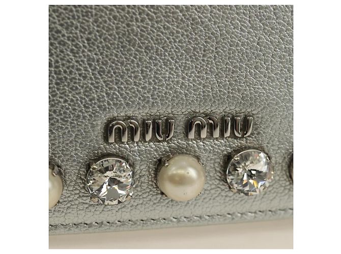 Miu Miu Shoulder Bag Leather Silver - vista 18