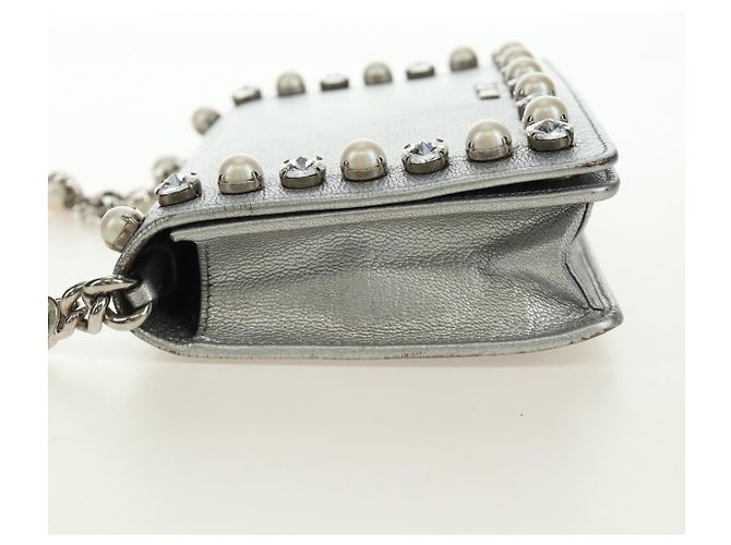 Miu Miu Shoulder Bag Leather Silver - vista 5