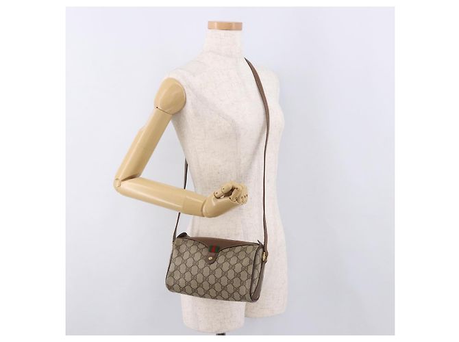 GUCCI GG Supreme Web Sherry Line Bag PVC Beige Gold 89 02 018 - vista 21