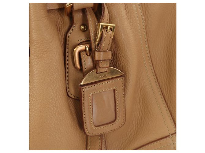 PRADA Tote Bag Leather Beige Gold - vista 17