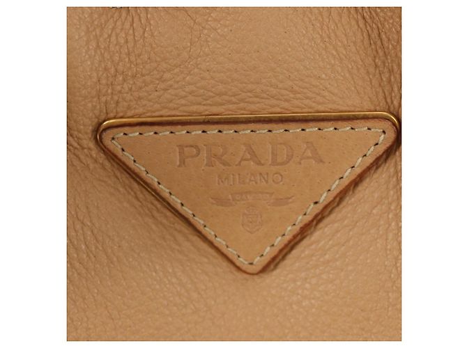 PRADA Tote Bag Leather Beige Gold - vista 18