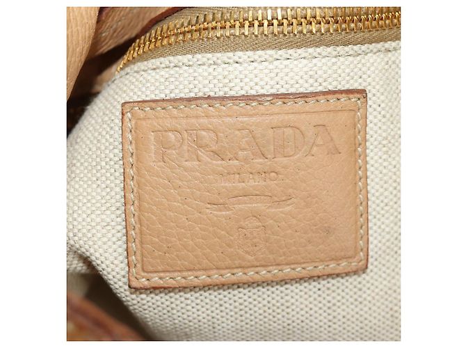 PRADA Tote Bag Leather Beige Gold - vista 21