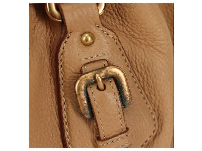 PRADA Tote Bag Leather Beige Gold - vista 4