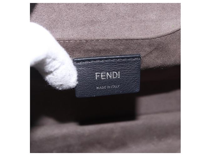 FENDI Chain Canai Shoulder Bag Leather Beige Silver - vista 16