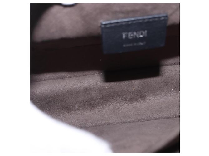 FENDI Chain Canai Shoulder Bag Leather Beige Silver - vista 17