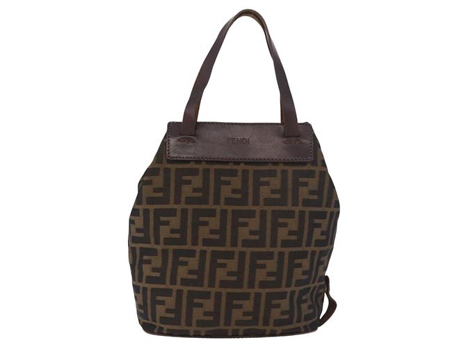 FENDI Zucca Canvas Hand Bag Black Brown - vista 2