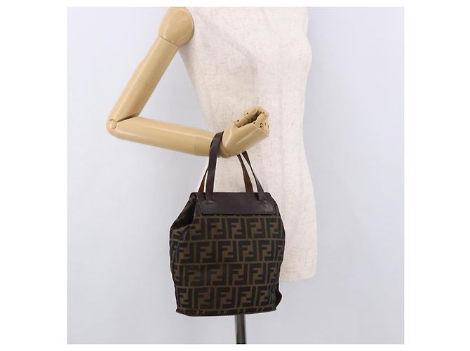FENDI Zucca Canvas Hand Bag Black Brown - vista 20