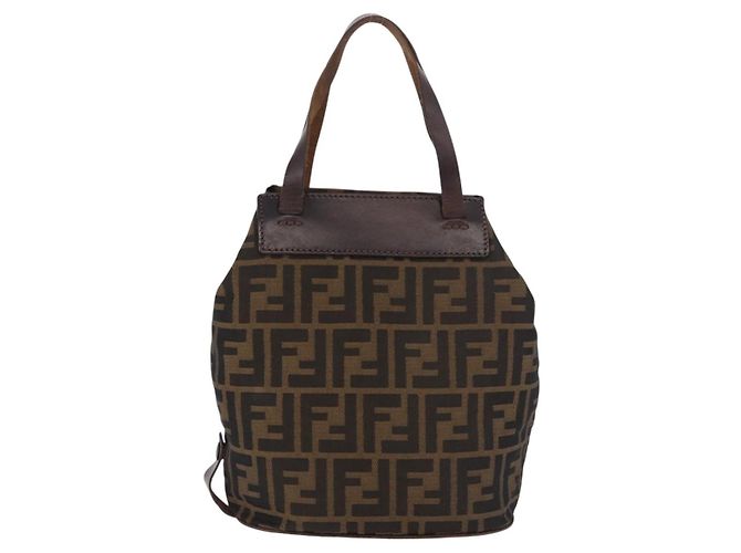 FENDI Zucca Canvas Hand Bag Black Brown - vista 3
