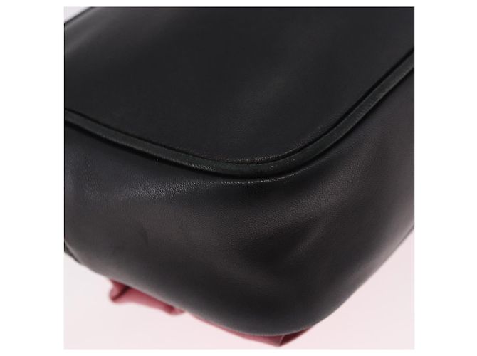 PRADA Ribbon Shoulder Bag Leather Black Gold - vista 12
