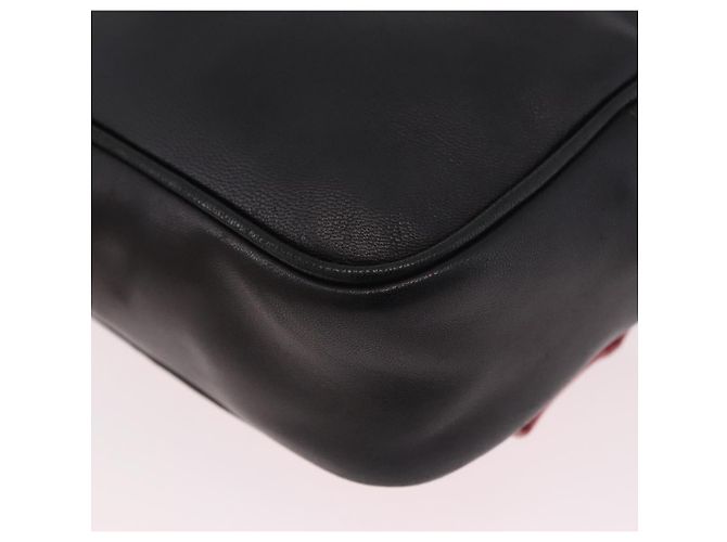PRADA Ribbon Shoulder Bag Leather Black Gold - vista 13