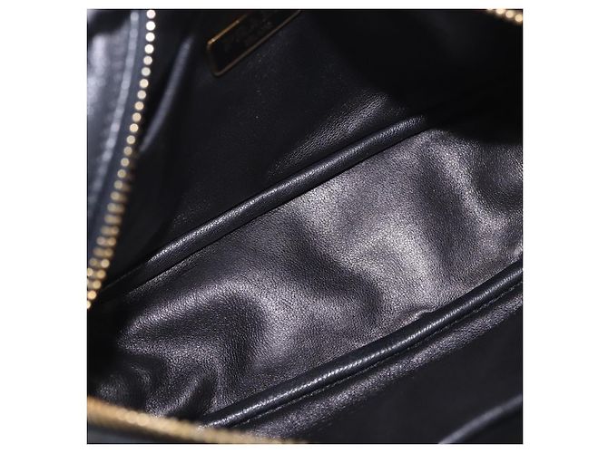 PRADA Ribbon Shoulder Bag Leather Black Gold - vista 17