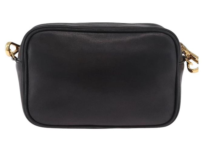 PRADA Ribbon Shoulder Bag Leather Black Gold - vista 3