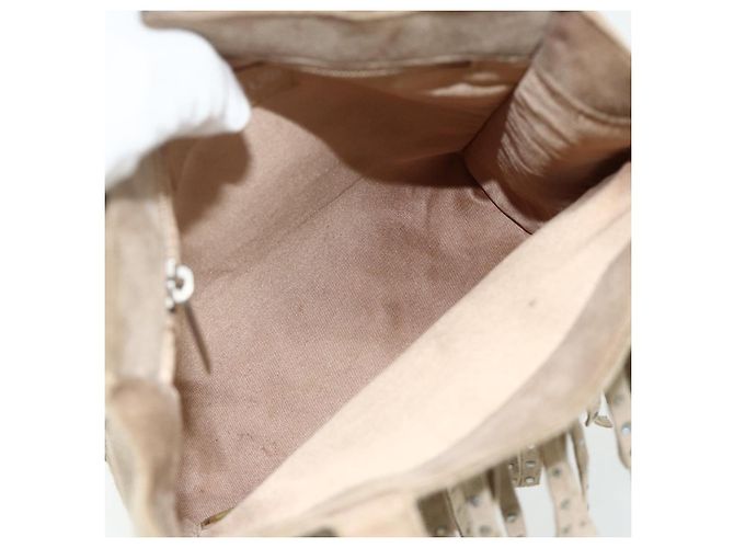 CHANEL Hand Bag Suede Beige Silver CC - vista 10