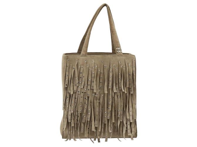 CHANEL Hand Bag Suede Beige Silver CC - vista 13