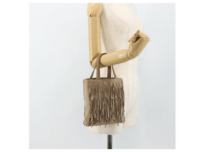 CHANEL Hand Bag Suede Beige Silver CC - vista 23