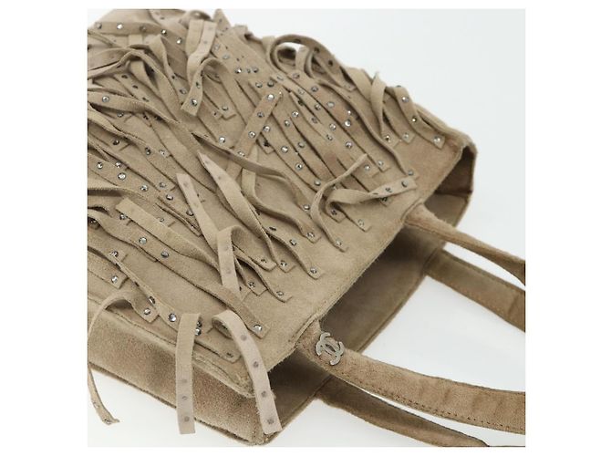 CHANEL Hand Bag Suede Beige Silver CC - vista 6