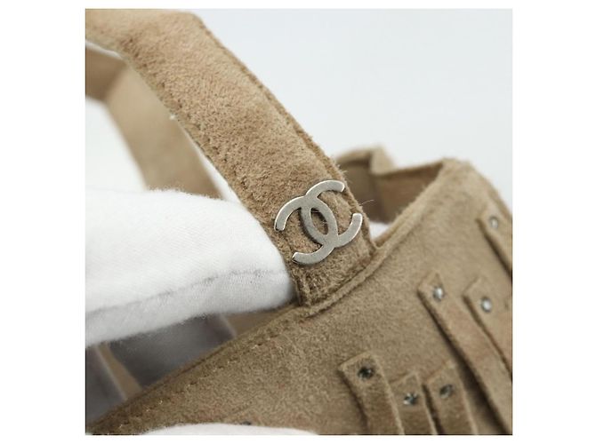 CHANEL Hand Bag Suede Beige Silver CC - vista 9