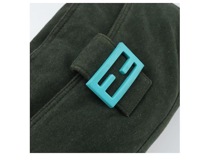 FENDI Mamma Baguette Hand Bag Cotton Green Silver - vista 17