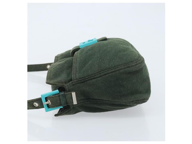 FENDI Mamma Baguette Hand Bag Cotton Green Silver - vista 4