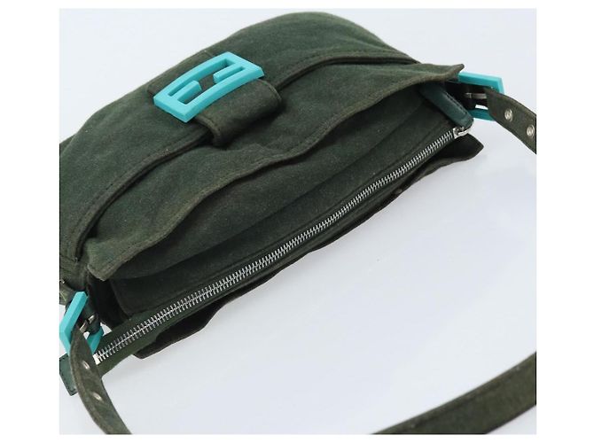 FENDI Mamma Baguette Hand Bag Cotton Green Silver - vista 6