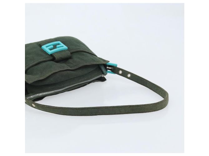 FENDI Mamma Baguette Hand Bag Cotton Green Silver - vista 7