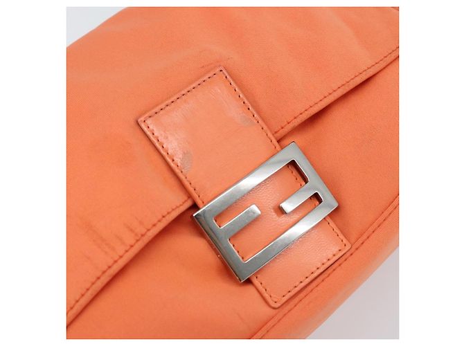FENDI Mamma Baguette Shoulder Bag Nylon Orange Silver - vista 10