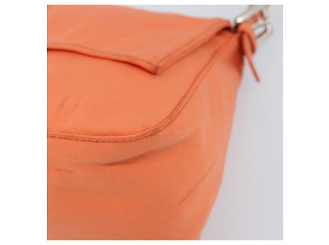 FENDI Mamma Baguette Shoulder Bag Nylon Orange Silver - vista 15