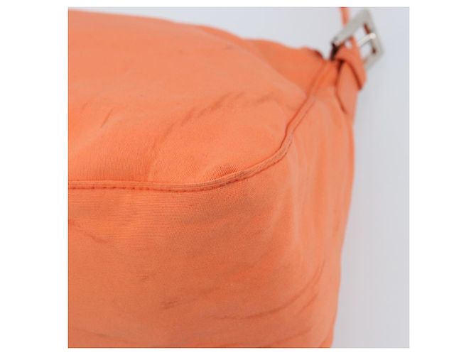FENDI Mamma Baguette Shoulder Bag Nylon Orange Silver - vista 17