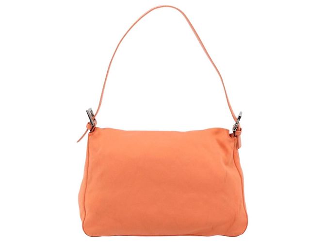 FENDI Mamma Baguette Shoulder Bag Nylon Orange Silver - vista 2