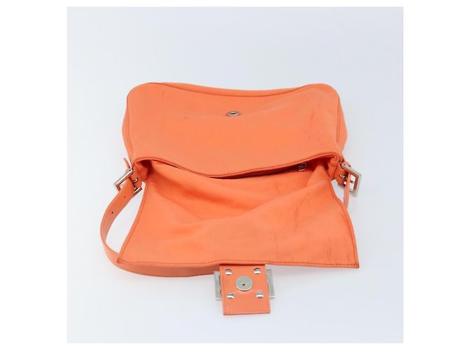 FENDI Mamma Baguette Shoulder Bag Nylon Orange Silver - vista 20