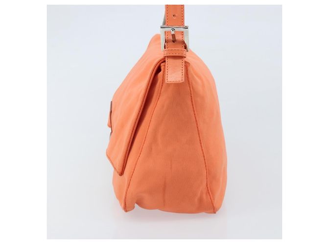 FENDI Mamma Baguette Shoulder Bag Nylon Orange Silver - vista 3