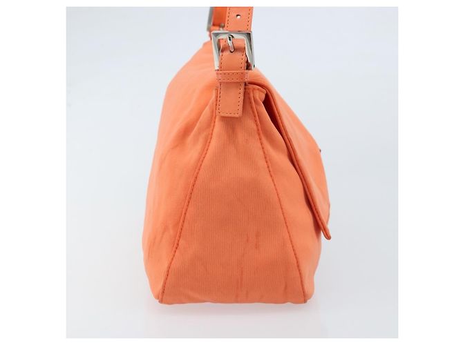 FENDI Mamma Baguette Shoulder Bag Nylon Orange Silver - vista 4