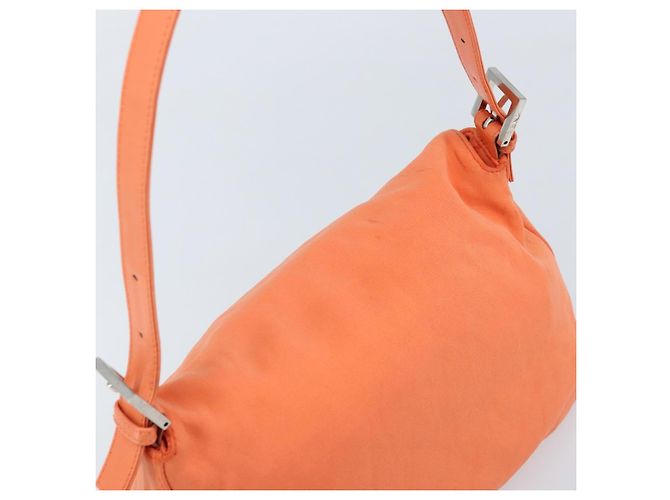 FENDI Mamma Baguette Shoulder Bag Nylon Orange Silver - vista 6