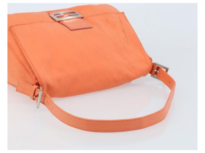 FENDI Mamma Baguette Shoulder Bag Nylon Orange Silver - vista 7