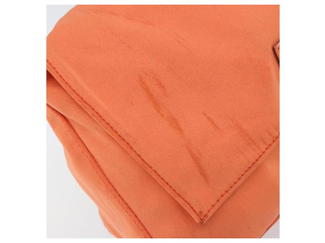FENDI Mamma Baguette Shoulder Bag Nylon Orange Silver - vista 9