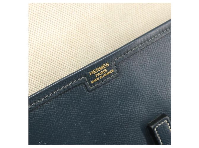 Hermès HERMES Clutch Bag Leather Navy - vista 17