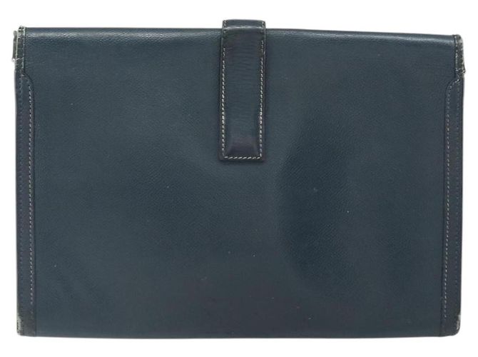 Hermès HERMES Clutch Bag Leather Navy - vista 2