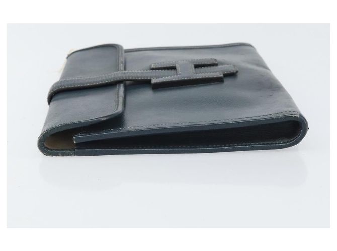 Hermès HERMES Clutch Bag Leather Navy - vista 4