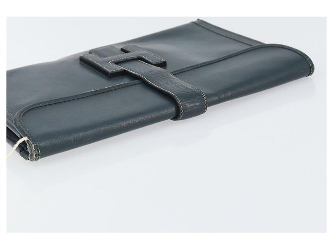 Hermès HERMES Clutch Bag Leather Navy - vista 5