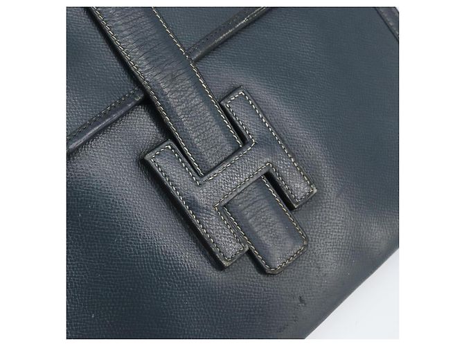 Hermès HERMES Clutch Bag Leather Navy - vista 8