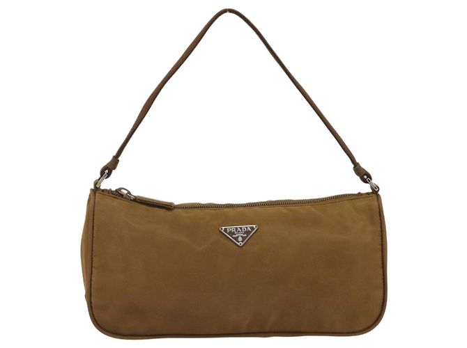 PRADA Accessory Pouch Nylon Brown Silver - vista 2