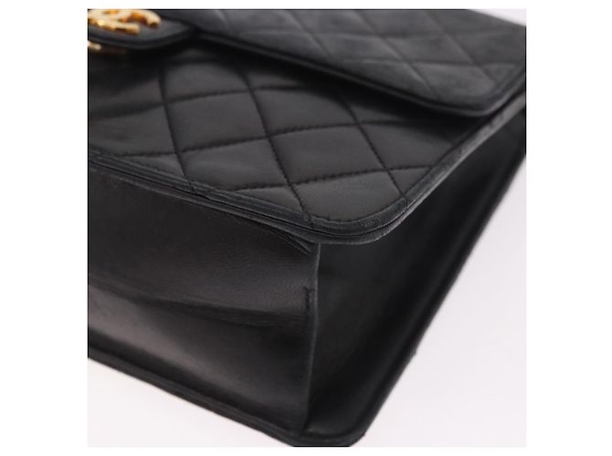CHANEL Matelasse Chain Shoulder Bag Lamb Skin Black Gold CC - vista 12
