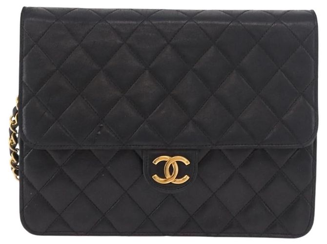 CHANEL Matelasse Chain Shoulder Bag Lamb Skin Black Gold CC - vista 2