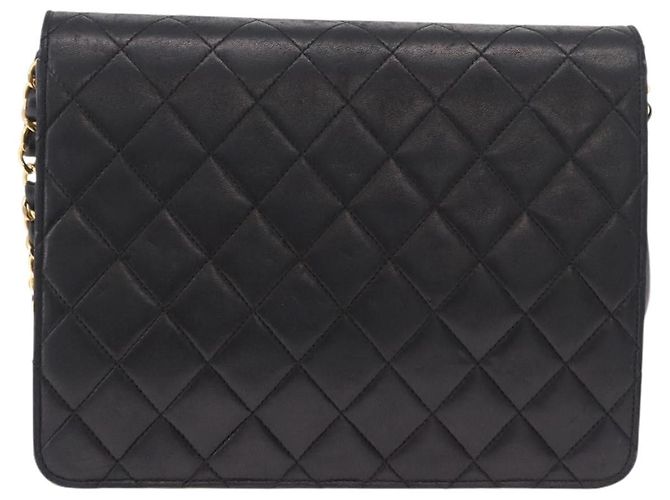 CHANEL Matelasse Chain Shoulder Bag Lamb Skin Black Gold CC - vista 4