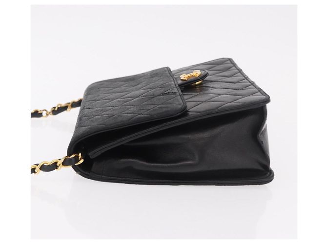 CHANEL Matelasse Chain Shoulder Bag Lamb Skin Black Gold CC - vista 6