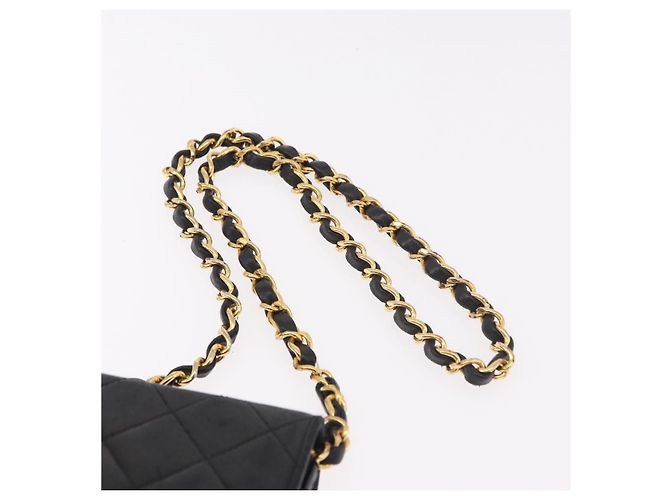 CHANEL Matelasse Chain Shoulder Bag Lamb Skin Black Gold CC - vista 9