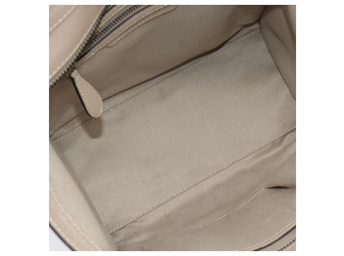 Céline CELINE Luggage Micro Shopper Hand Bag Leather Beige - vista 11