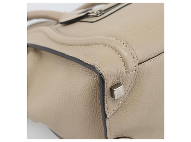 Céline CELINE Luggage Micro Shopper Hand Bag Leather Beige - vista 14